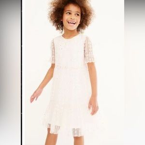 ⭐️Next girl’s tiered tulle cream sparkle dress Age 10 NWOT